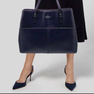 Kate Spade ♠️ NY Navy Calf Leather Grand Street Gabriel Tote